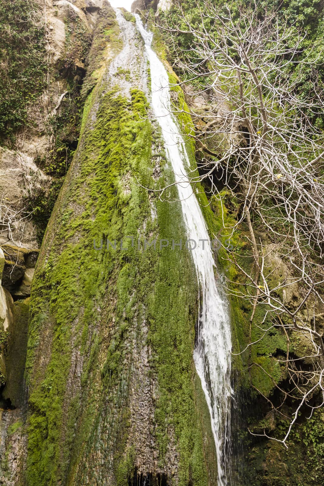 Waterfall in the gorge of Richtis at winter - Crete, Greece.