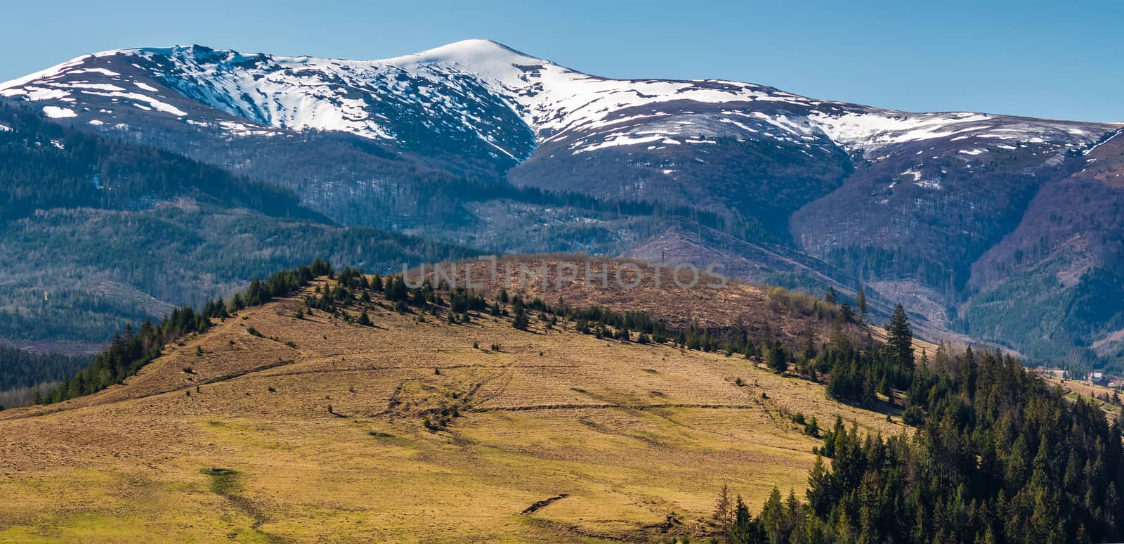 Borzhava mountain ridge with snowy tops by Pellinni