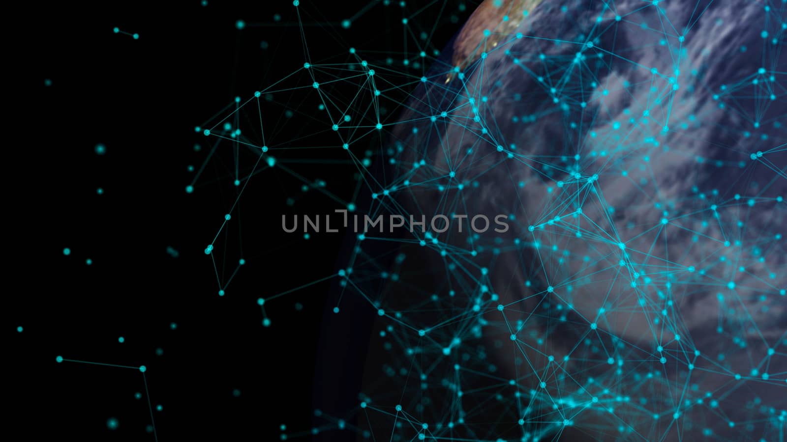 Abstract globe with digital connections. Communication concept. 3d rendering