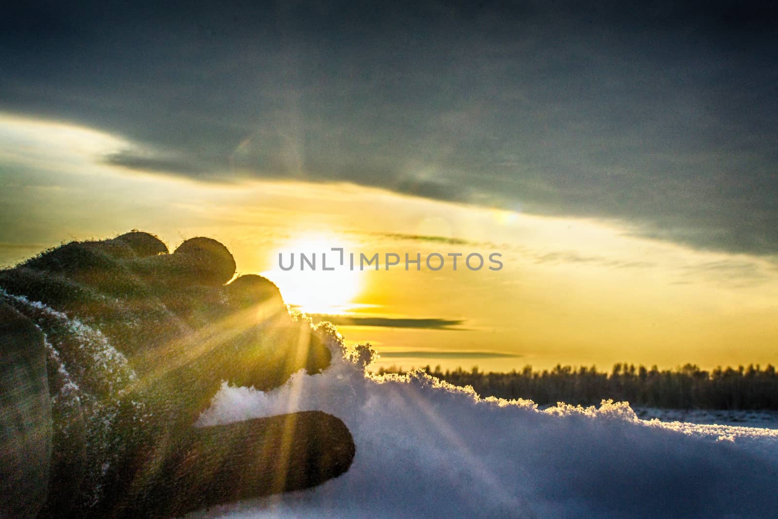 Hands with beautiful sky winter by darksoul72