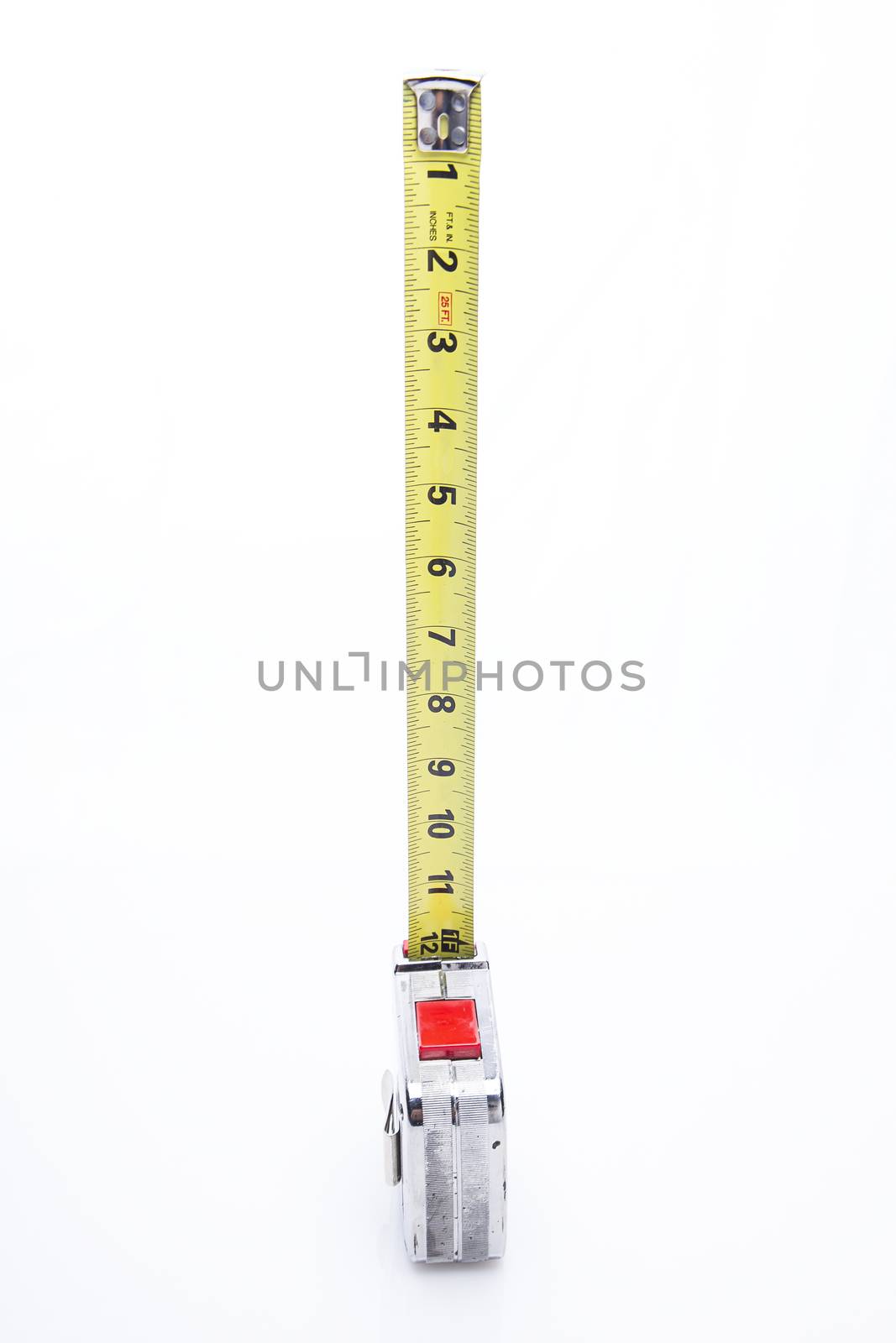 construction mesuring tape set at a length of twelve inch