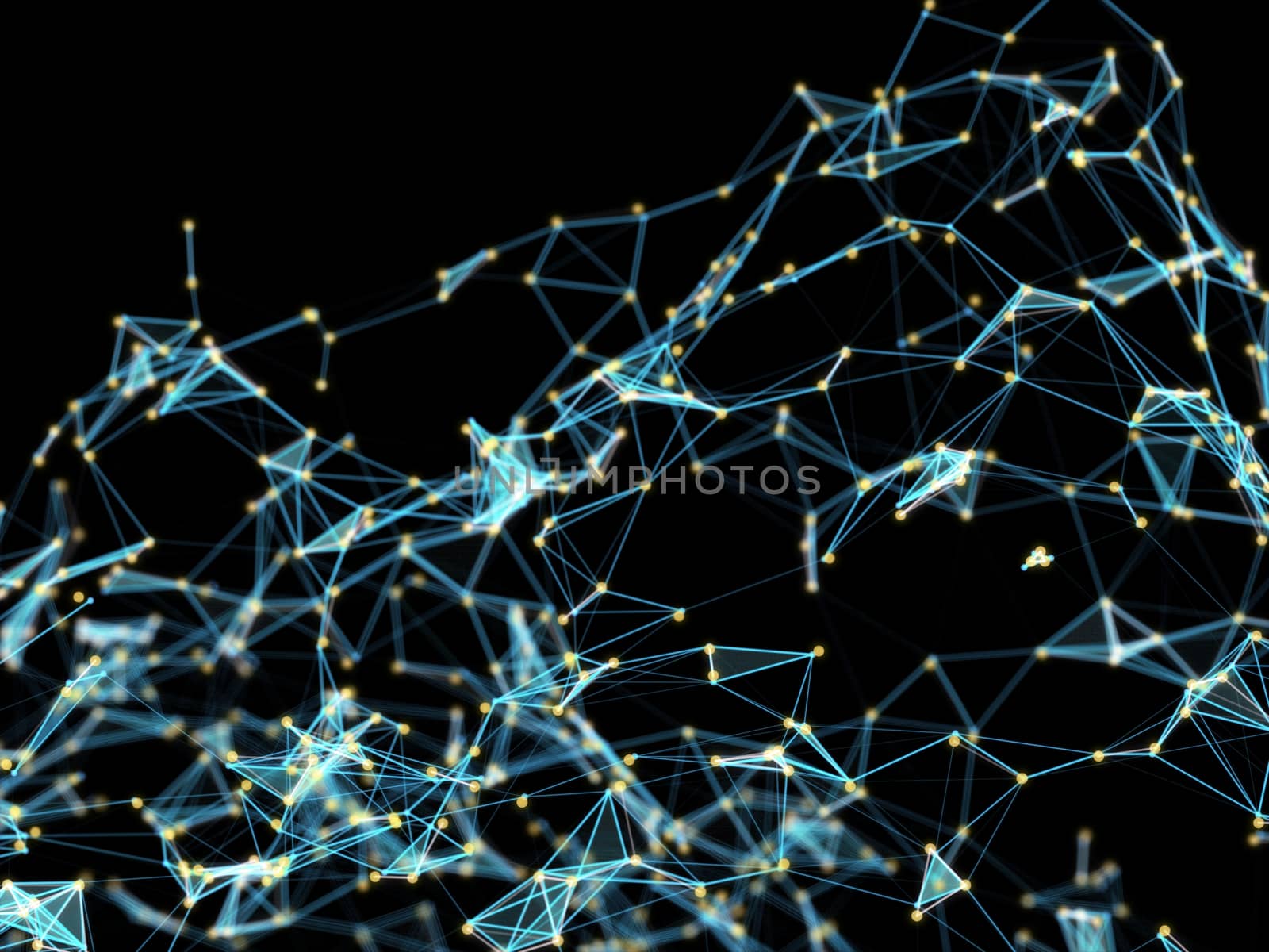 Abstract polygonal space. Connecting dots, triangles and lines. Connection structure. 3d illustration