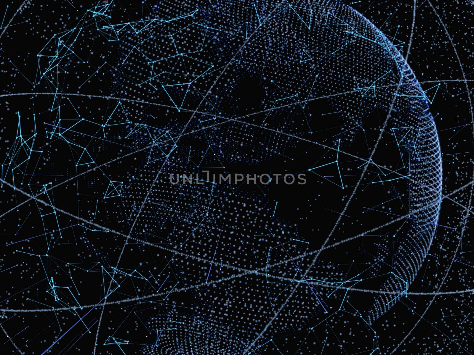 Digital World On Balck Background. 3d Illustration