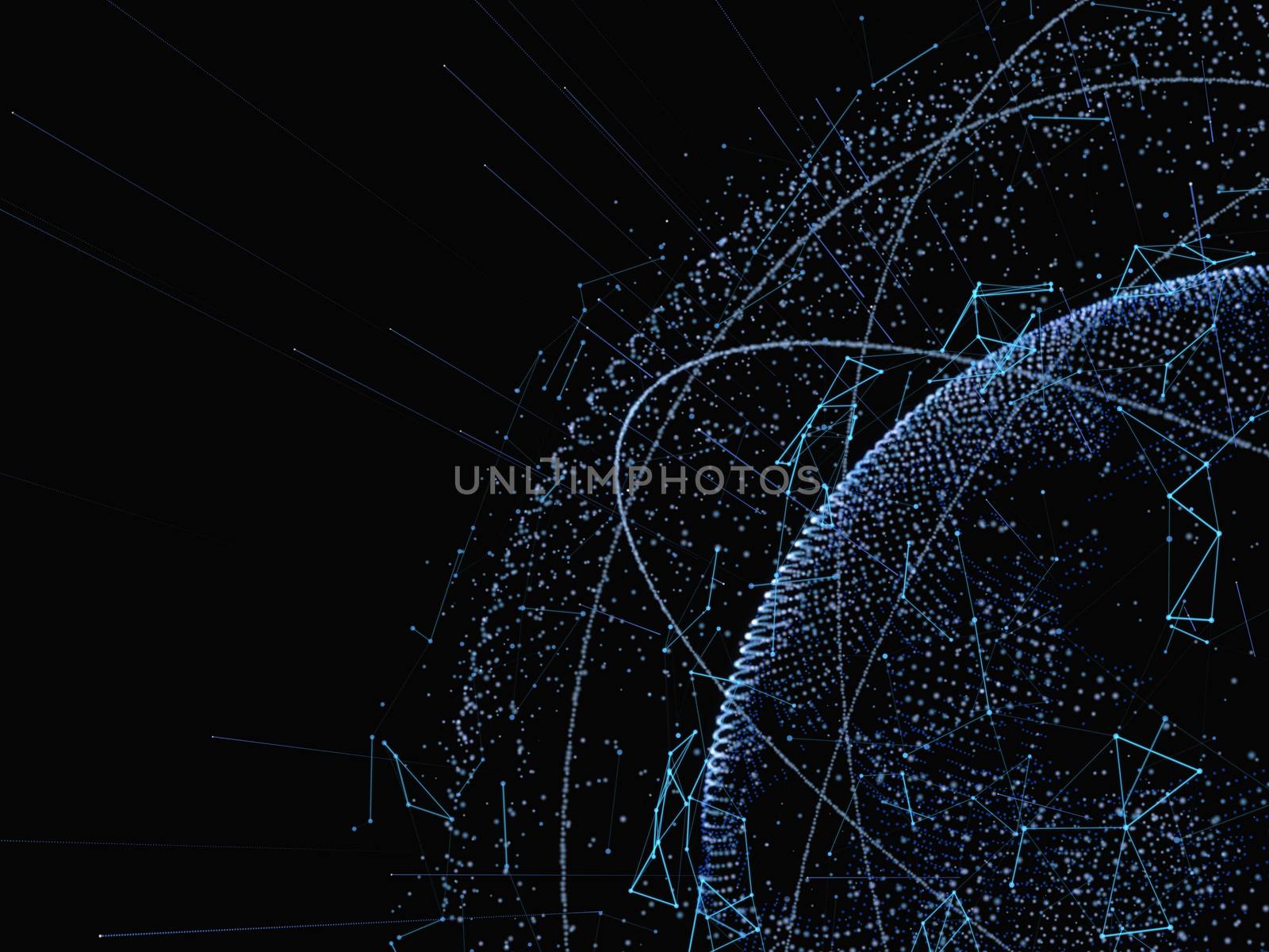 Abstract technology concept. Digital world link network on hi-tech background. 3d illustration