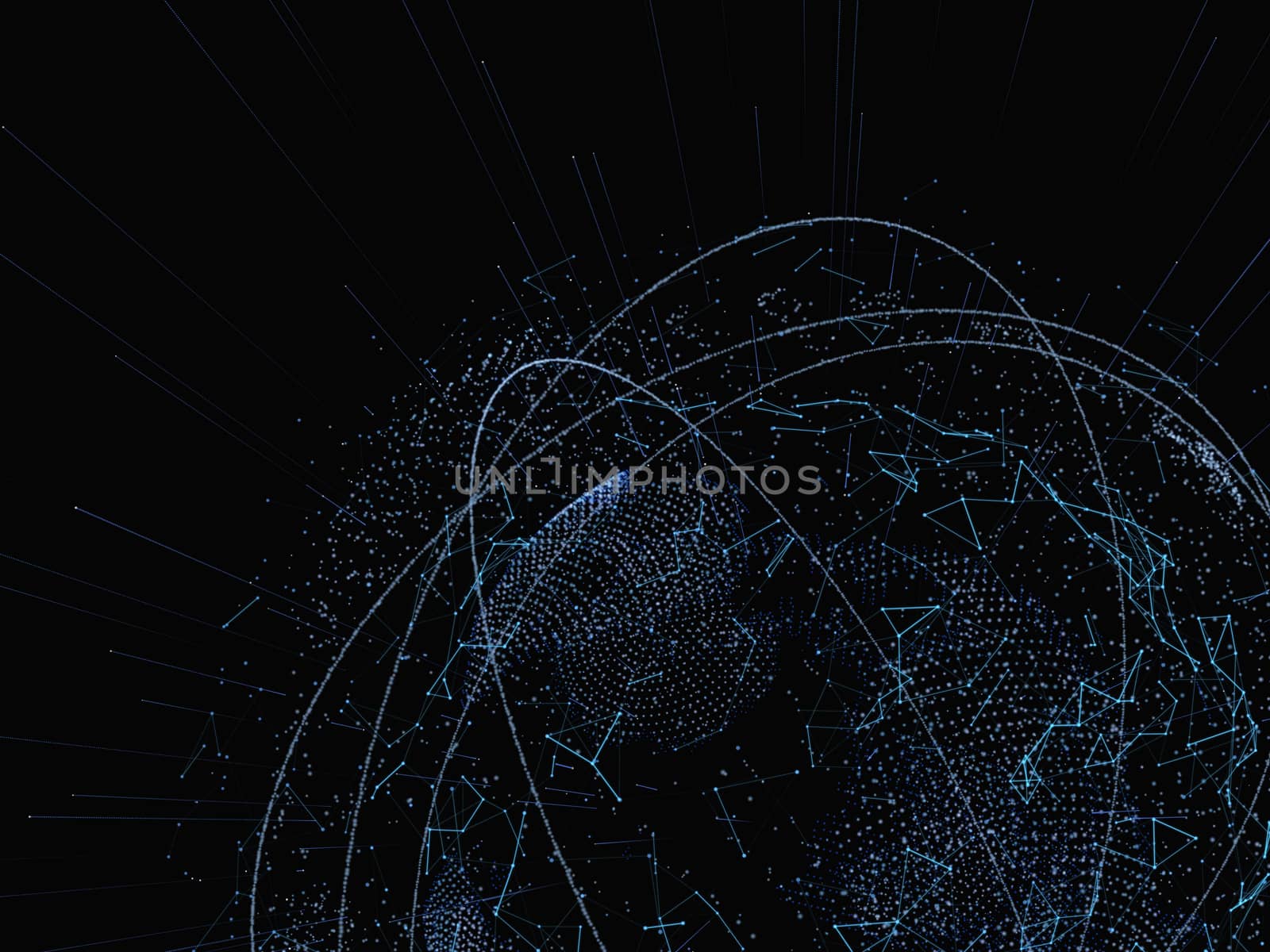 Sphere of glowing particles. Futuristic concept. 3D illustration