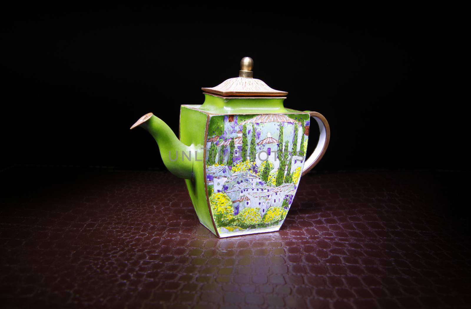 porcelain teapot studio quality black background