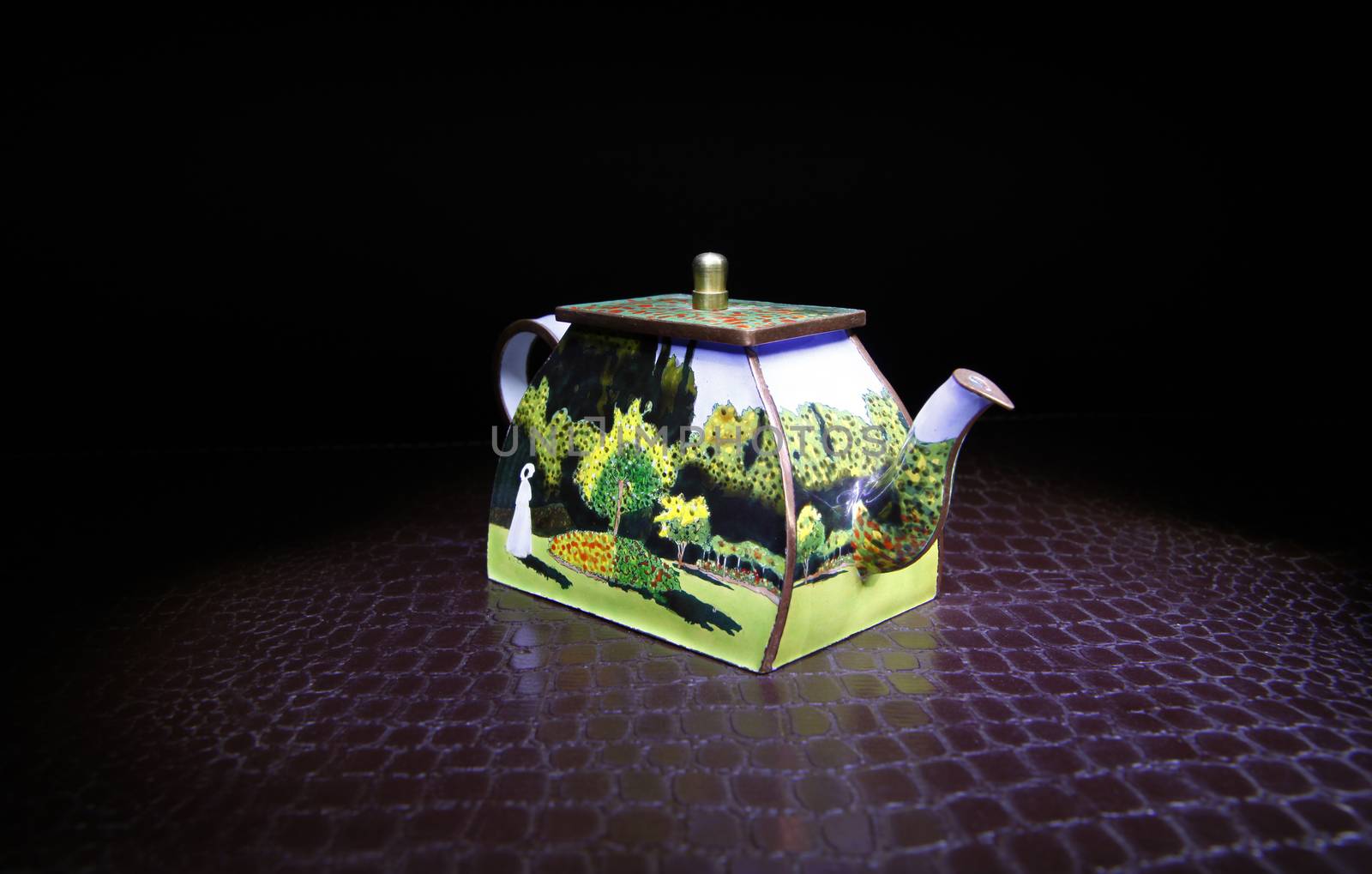 porcelain teapot studio quality black background