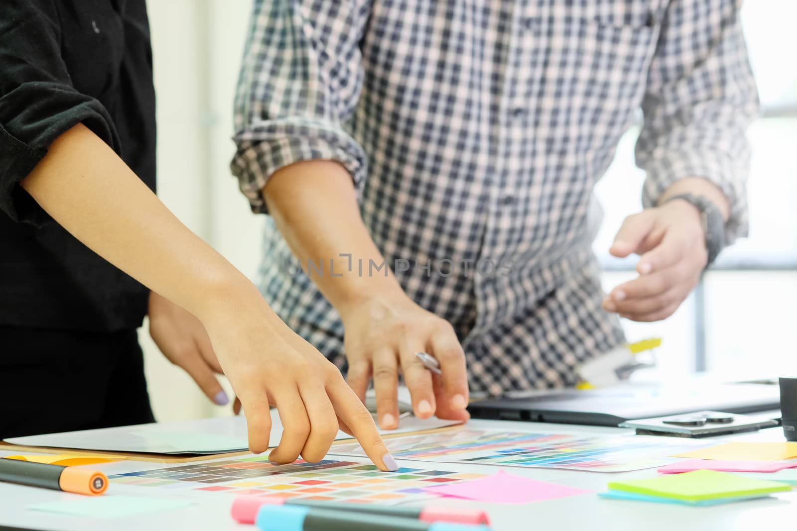 Graphic designer Team working on creative office with create graphic on computer.