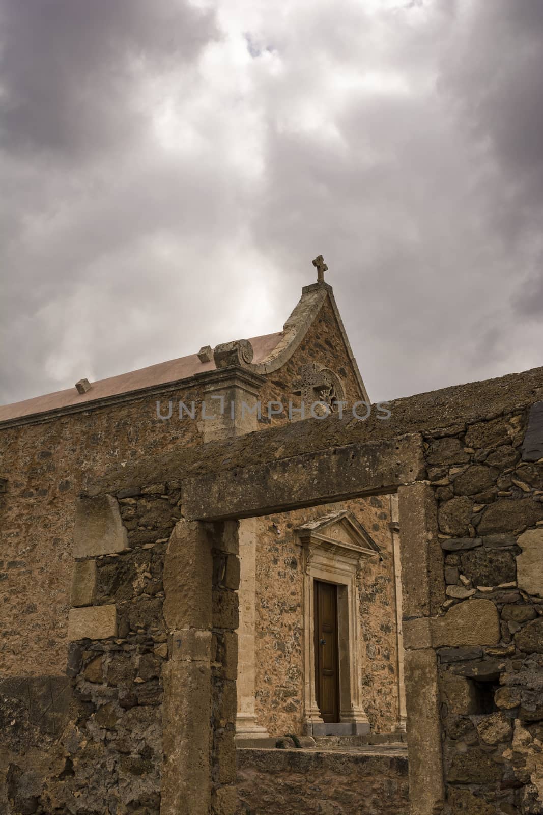 Old Orthodox chapel near Toplou monastery in Crete, Greece. by ankarb