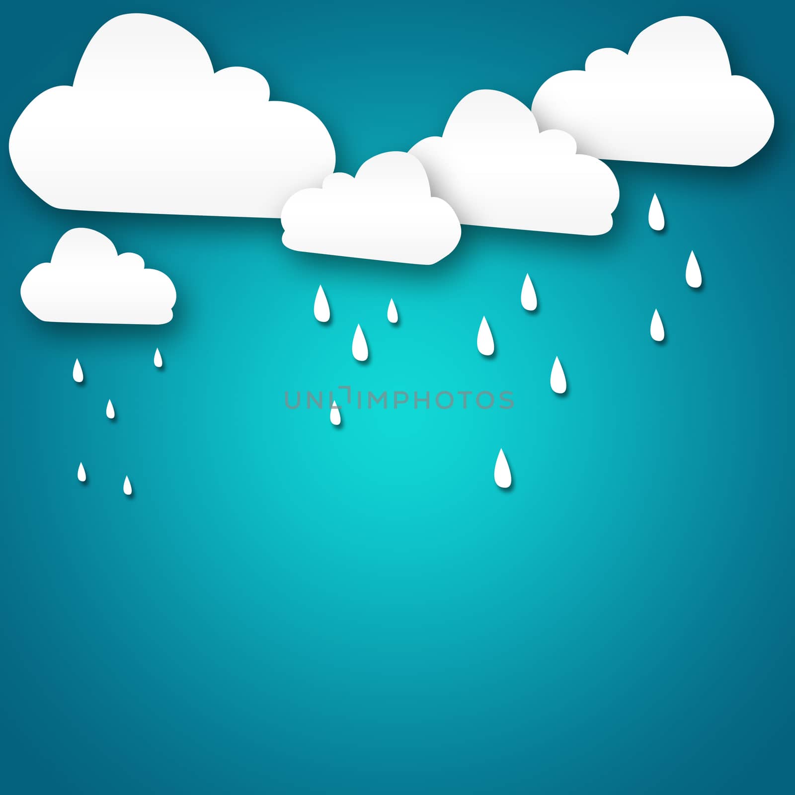 Set of various white clouds on blue background
