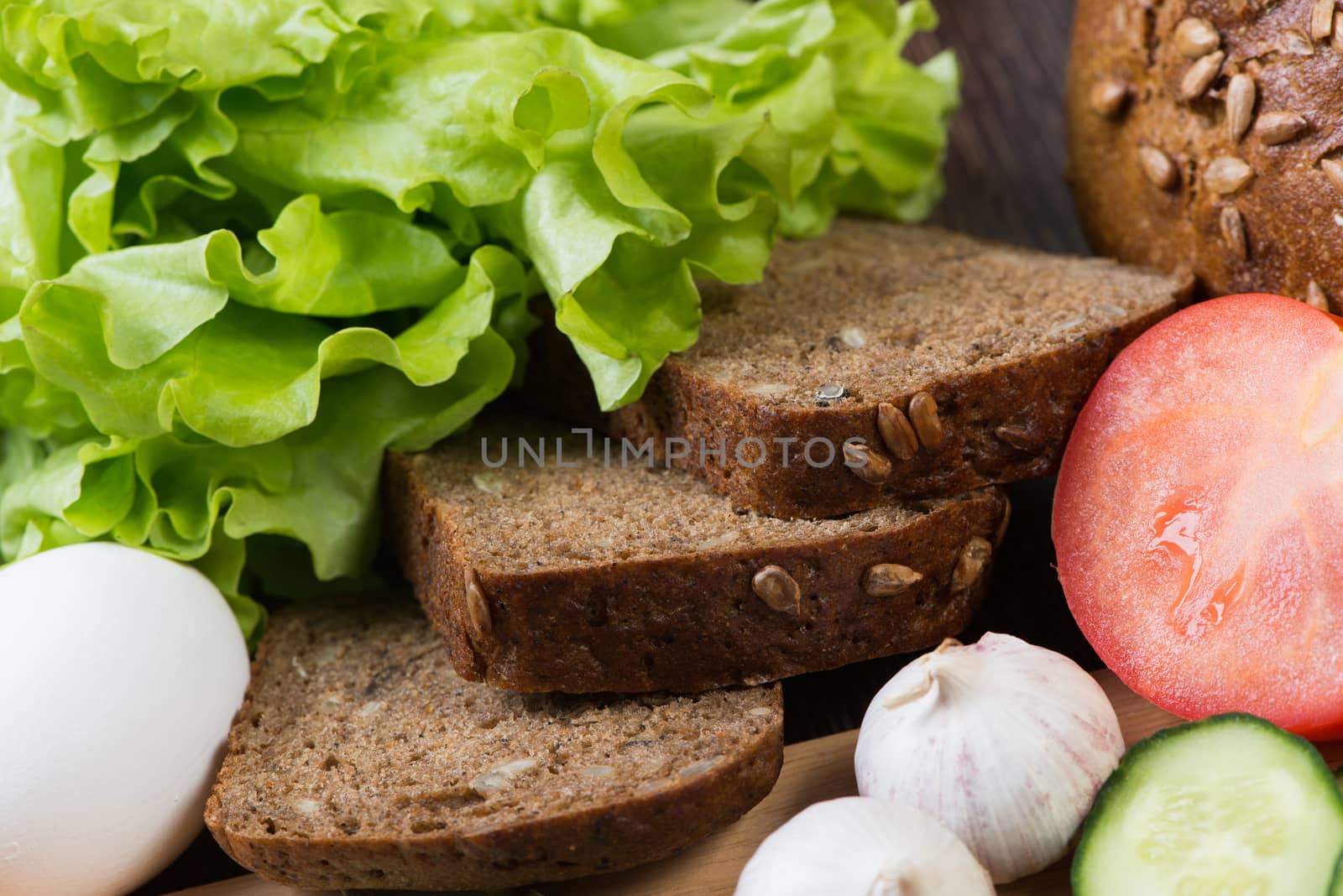 Set of vegetables and spices on kitchen table