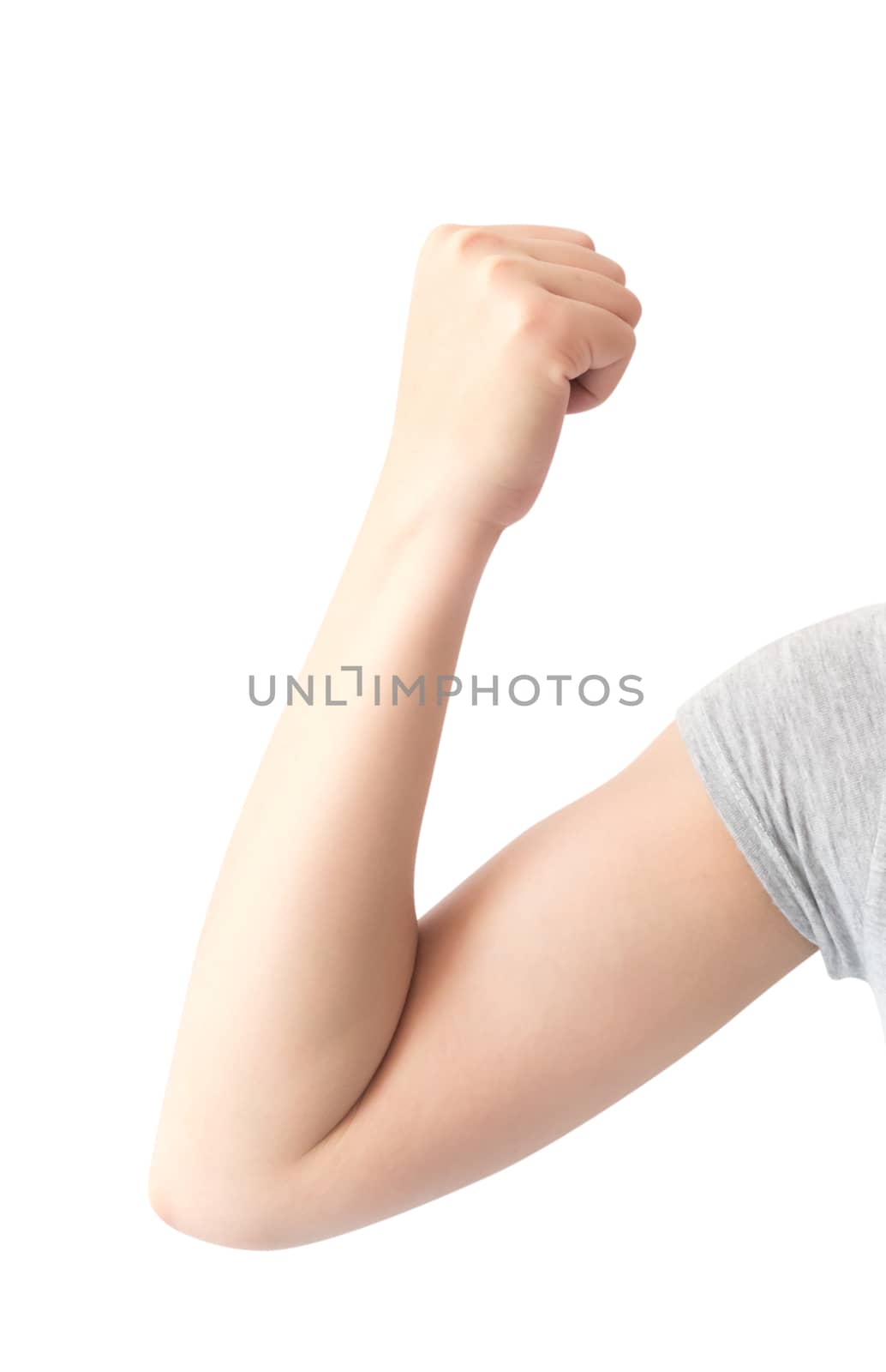 Closeup woman arm on white background, health care and medical concept