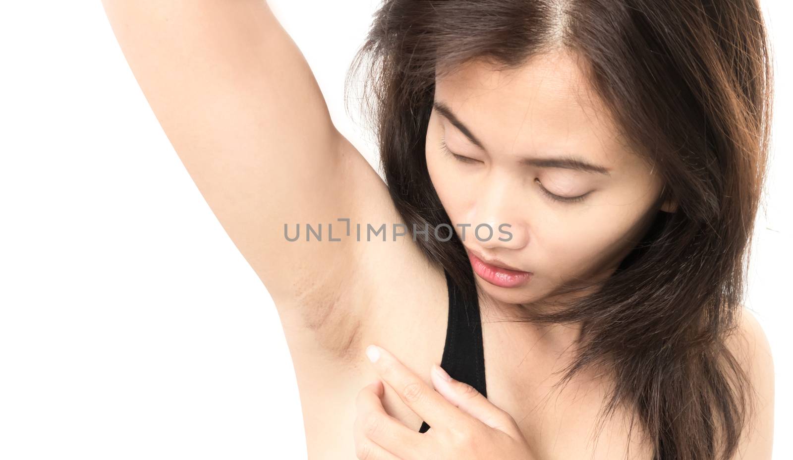 Women problem black armpit on white background for skin care and by pt.pongsak@gmail.com
