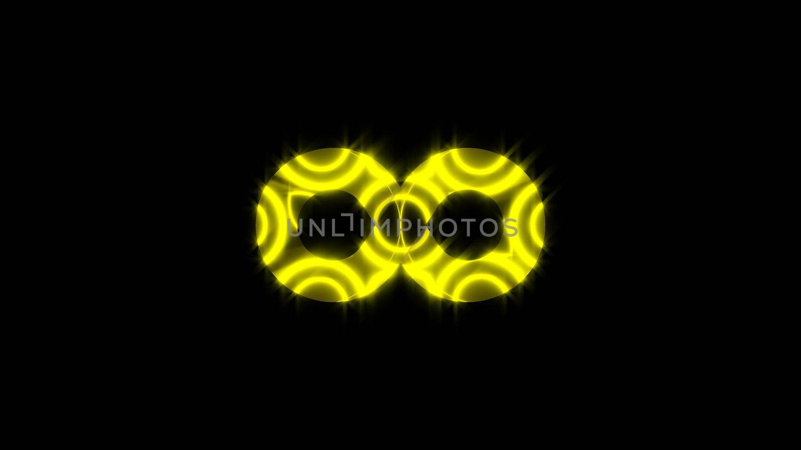 Abstract background with gold infinity sign. 3d rendering