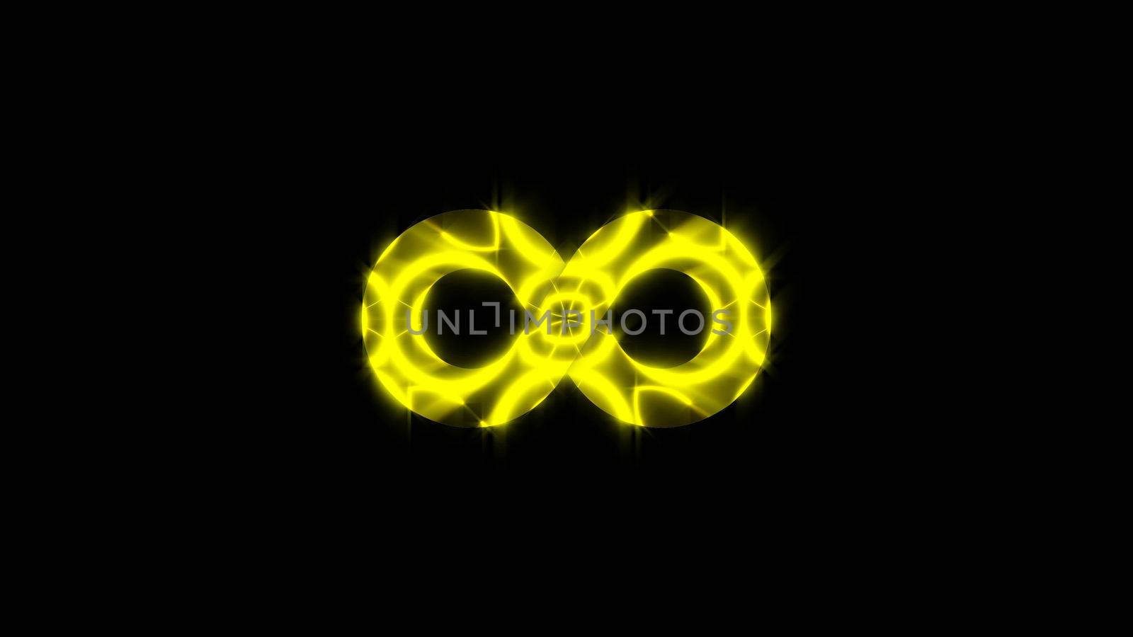 Abstract background with gold infinity sign. 3d rendering