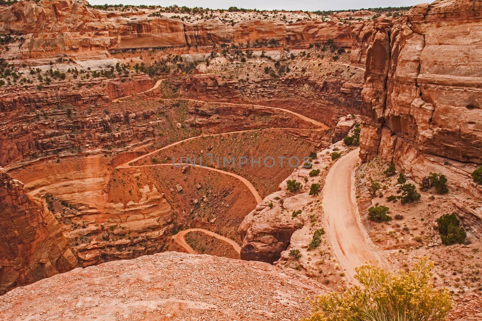 The Shafer Switchbacks, descending from the "Island in the Sky" to Shafer Canyon.