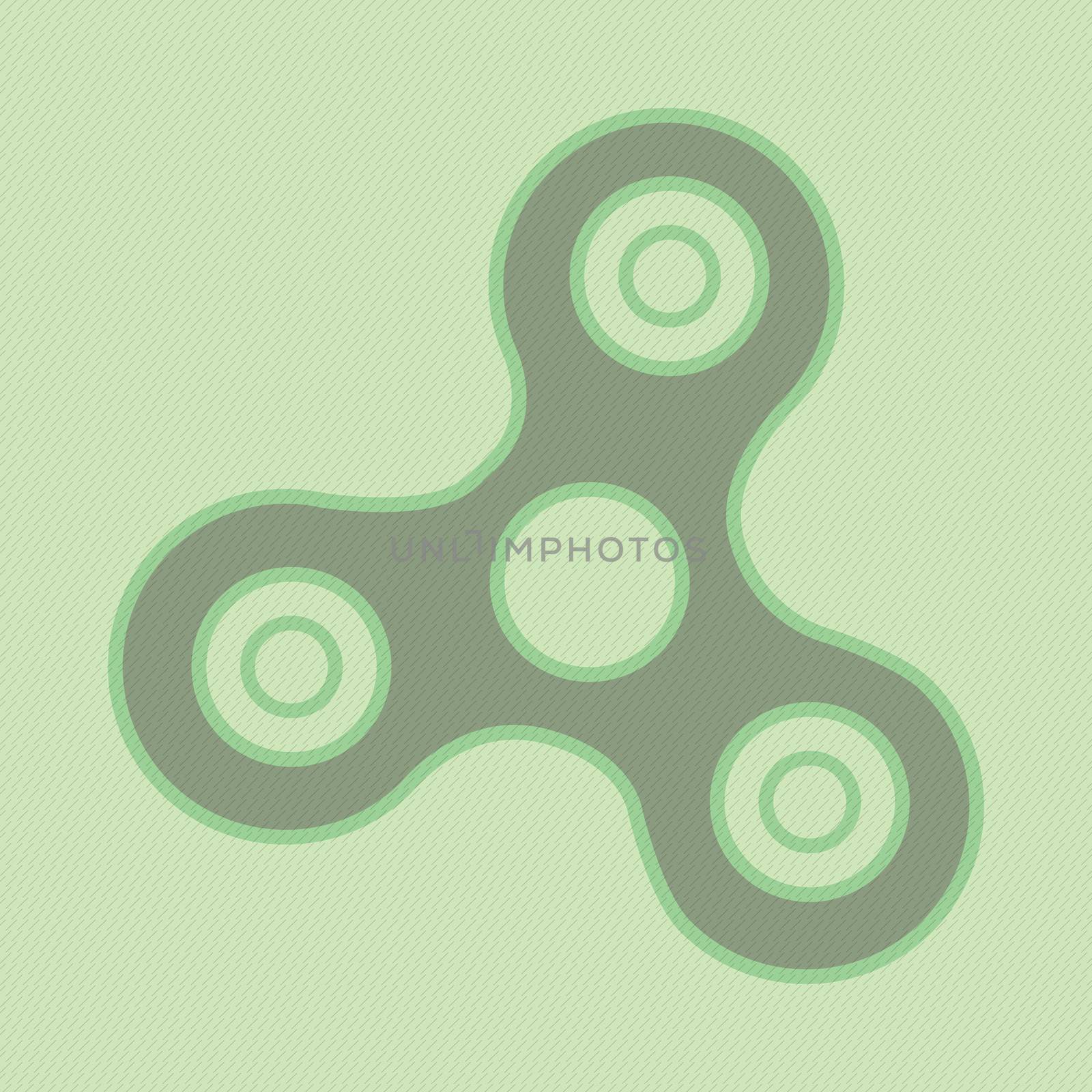 Spinner icon - toy for stress relief and improvement of attention span. Isolated sign symbol. Hand fidger spinner.