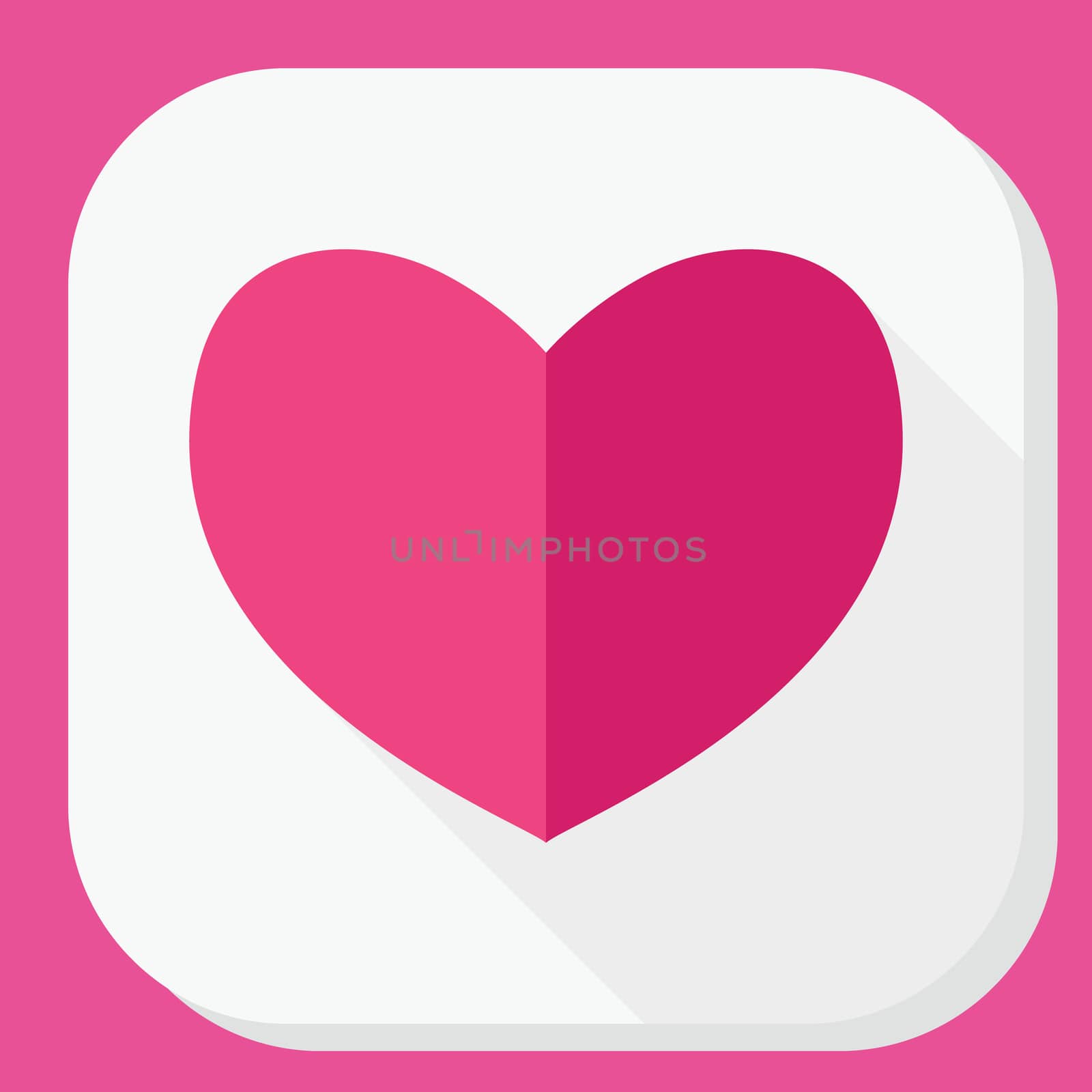 Red heart icon with long shadow. Modern simple flat feelings shape sign. Internet concept. Trendy love symbol for website, web button, mobile app.