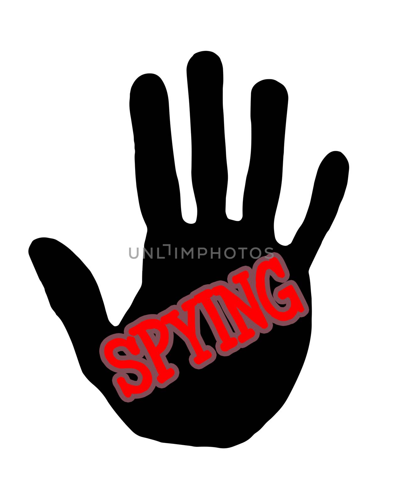 Man handprint isolated on white background showing stop alcohol spying