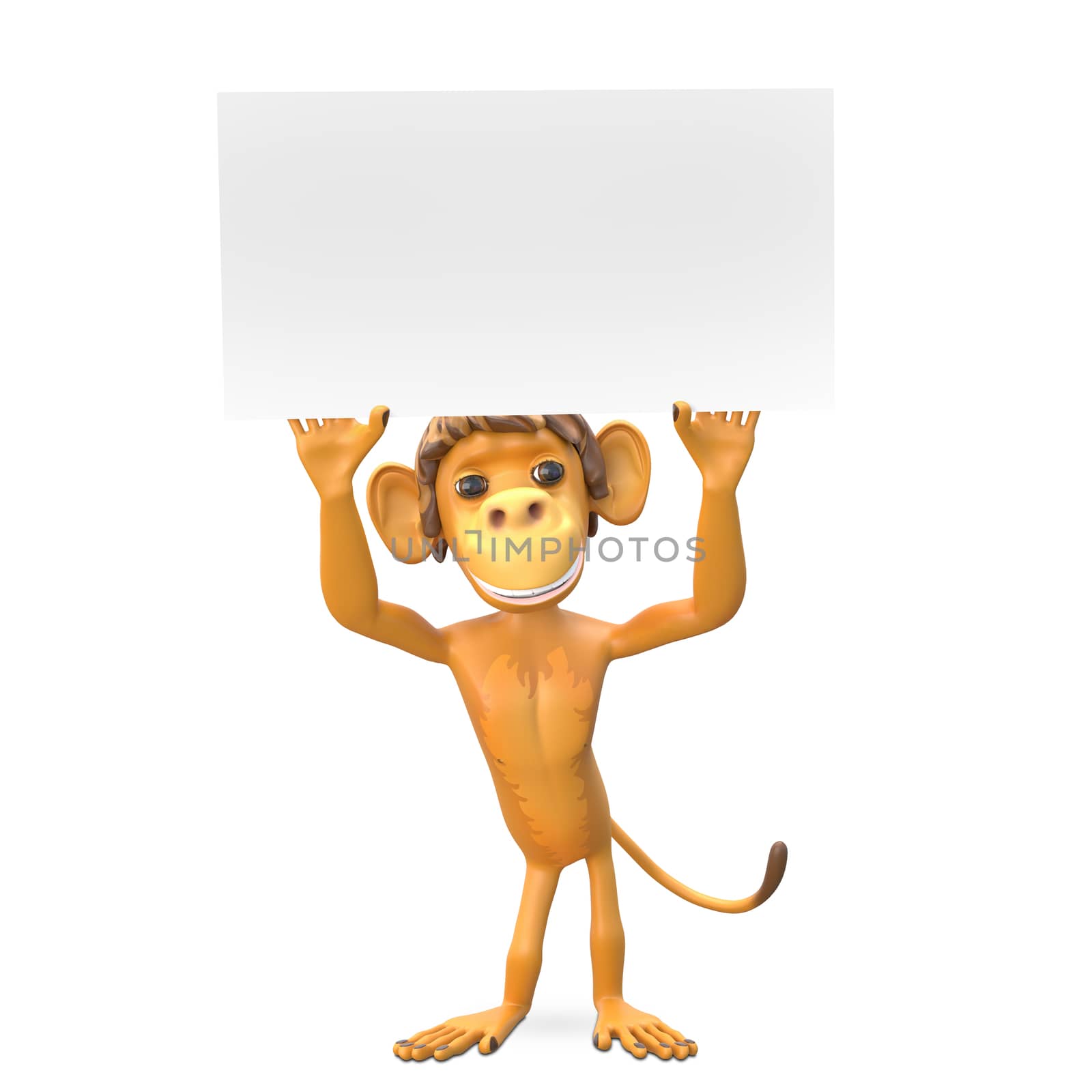 3D Illustration of a Monkey with a White Background by brux