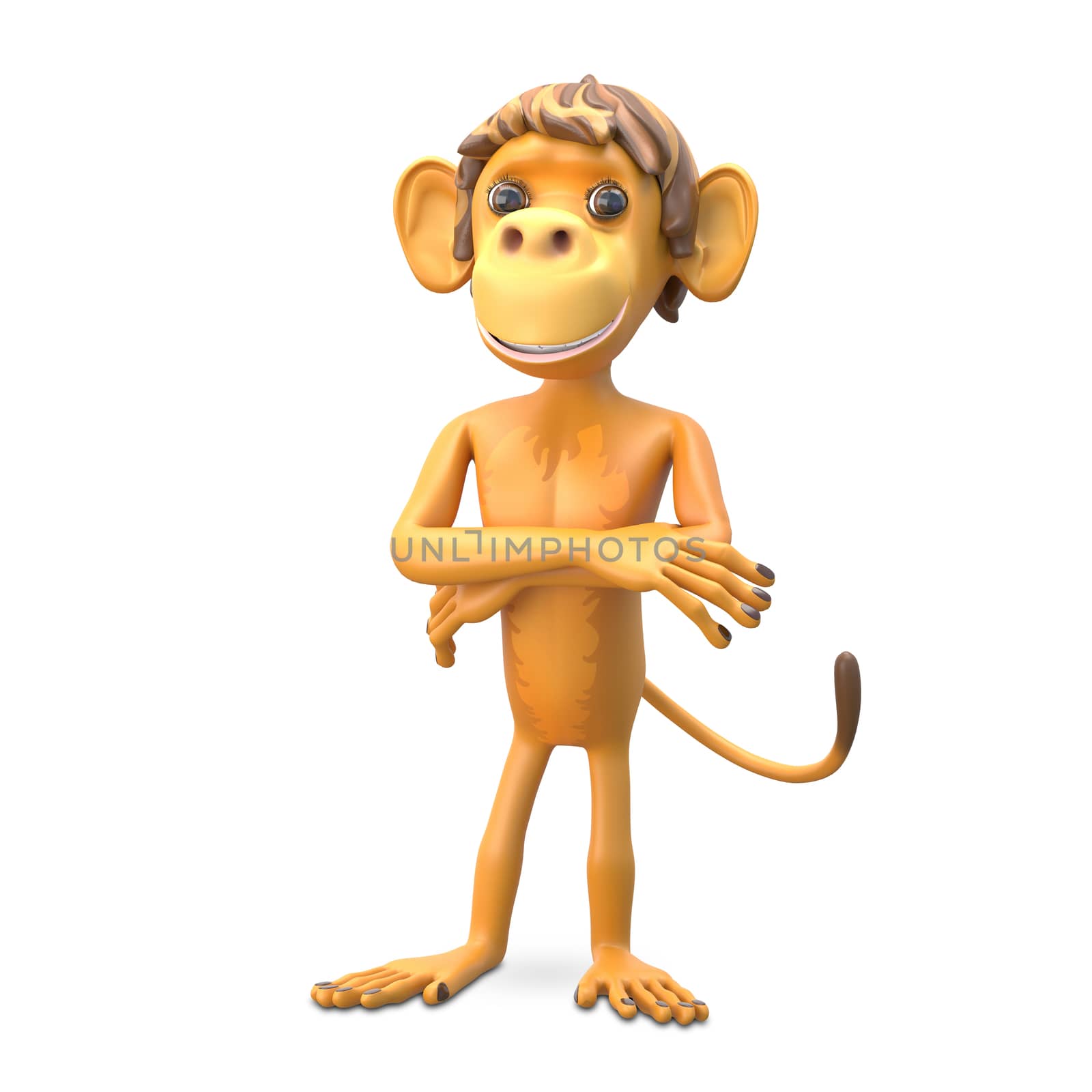 3D Illustration an Important Monkey on White Background