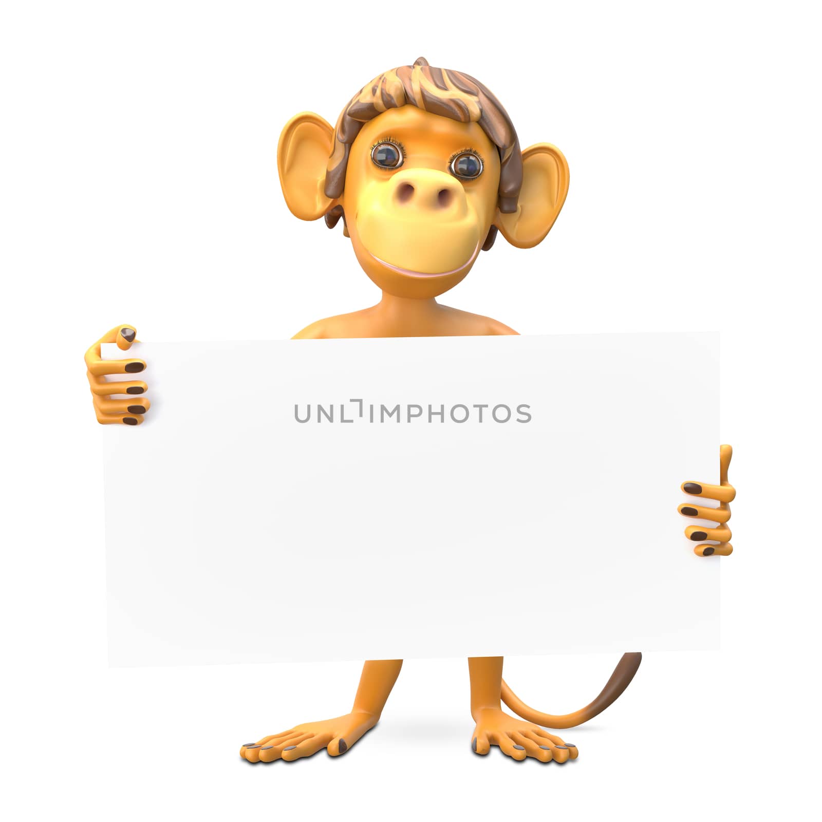 3D Illustration of a Monkey with a White Background by brux