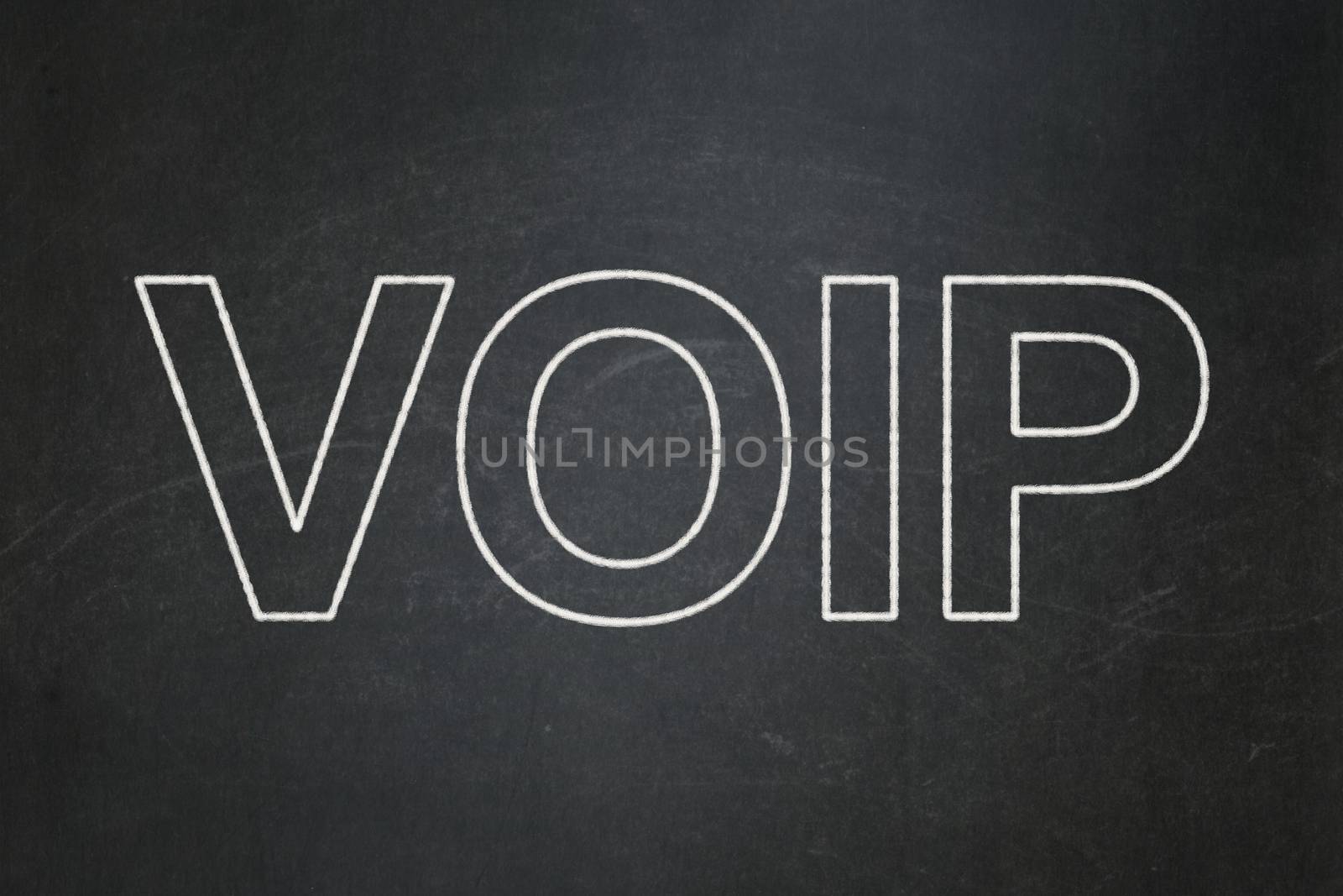 Web design concept: VOIP on chalkboard background by maxkabakov