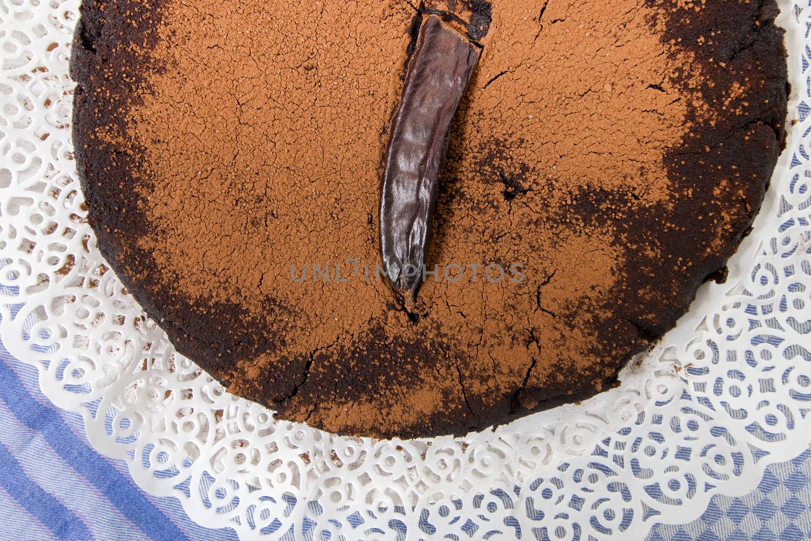 Homemade carob bean cake traditional of Portuguese cuisine.