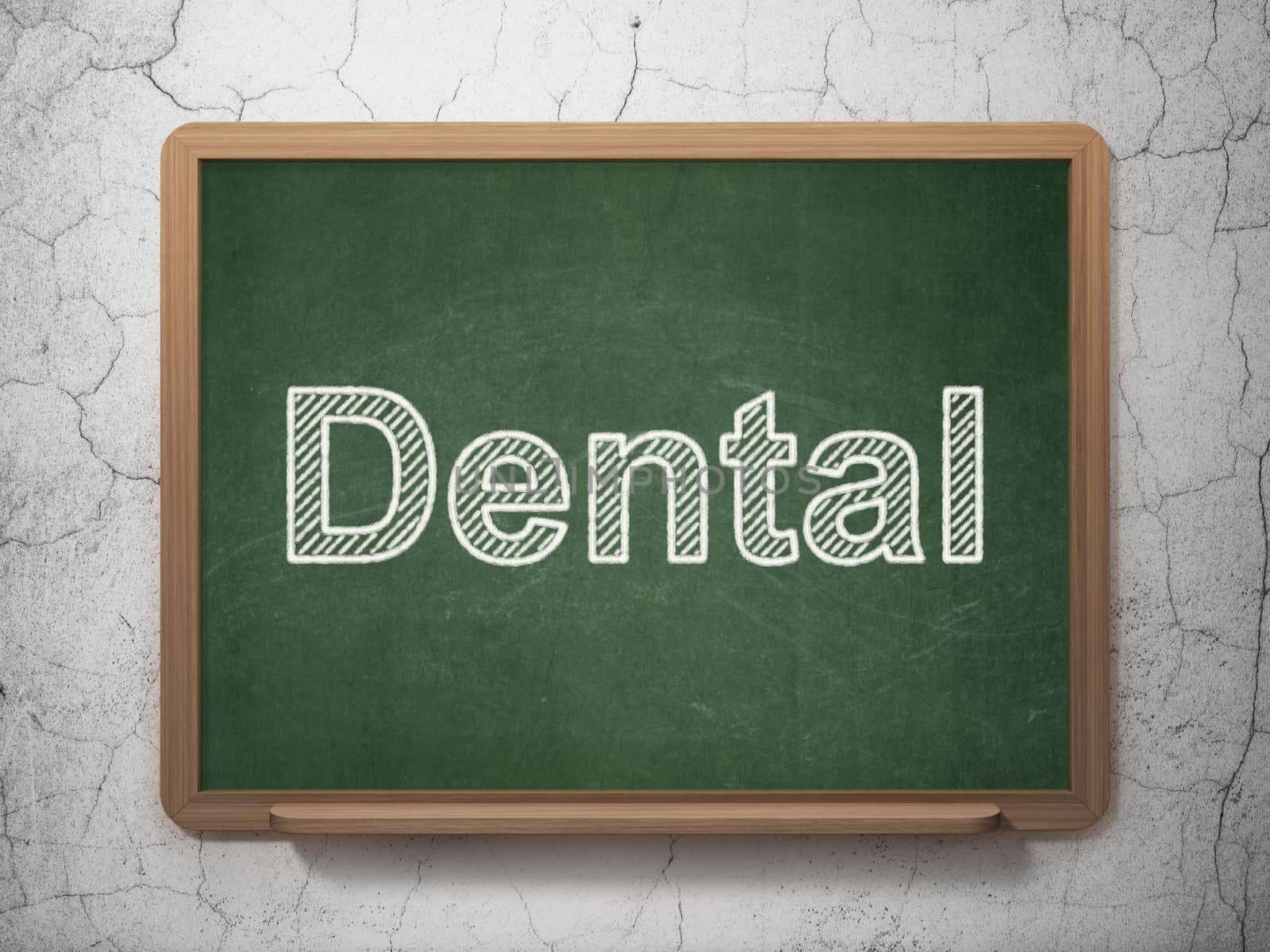 Health concept: text Dental on Green chalkboard on grunge wall background, 3D rendering