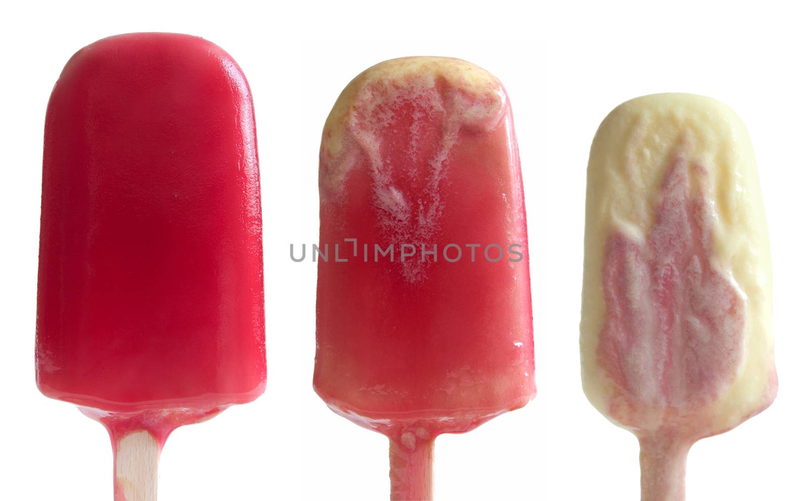 Strawberry ice cream lolly melting 