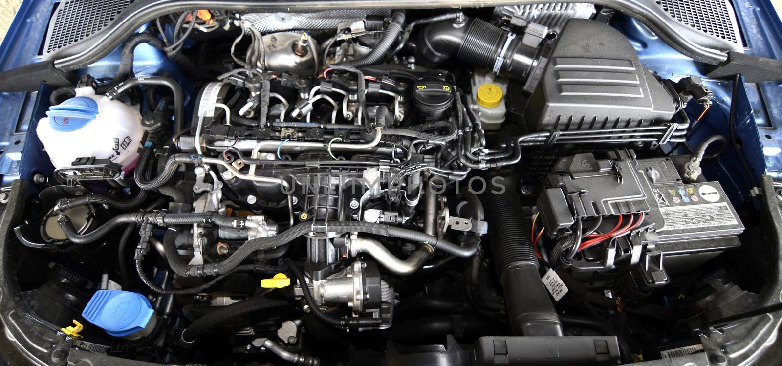 High angle view on clean car engine