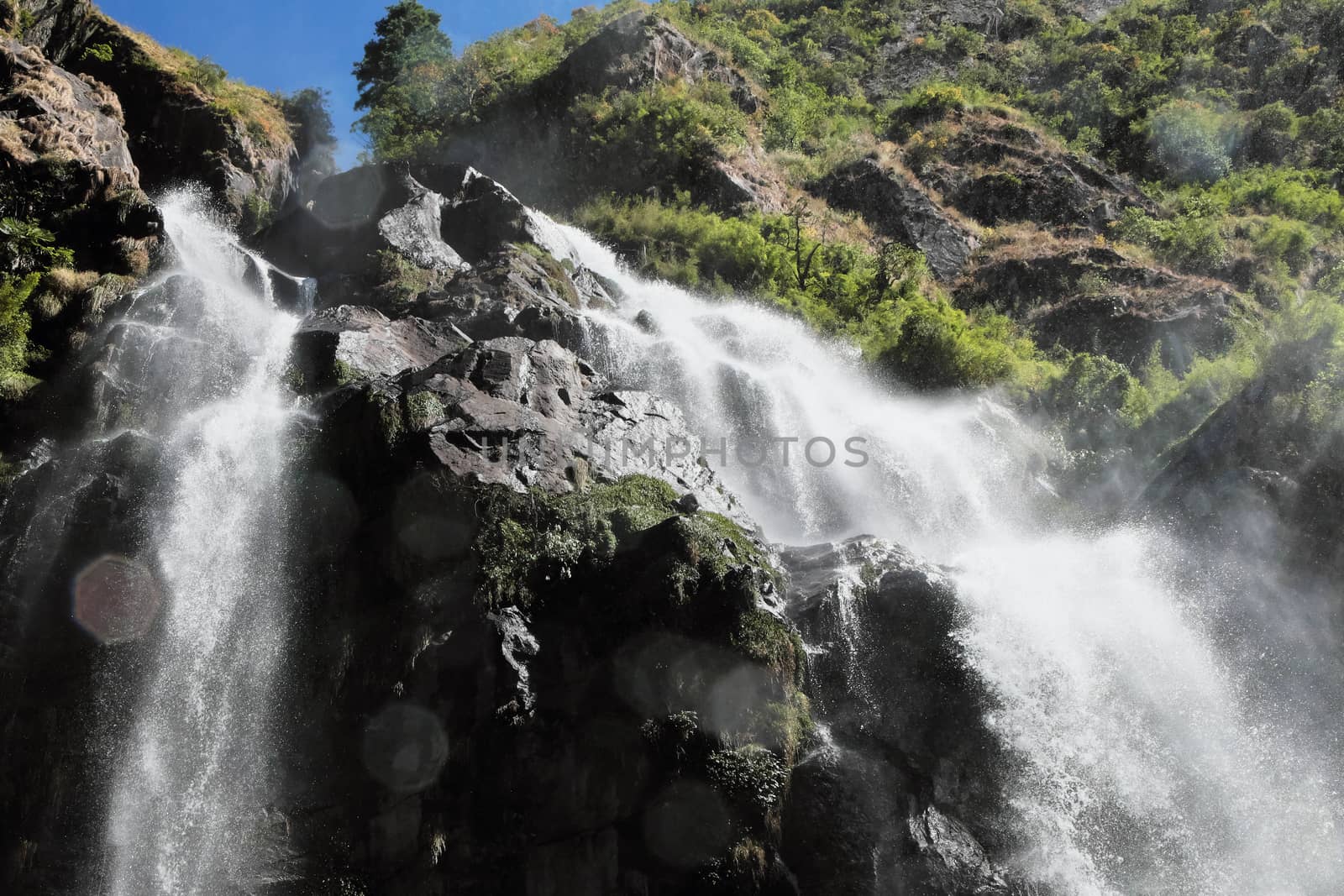 Waterfall in the mountains in Nepal  by Antonshemiatikhin