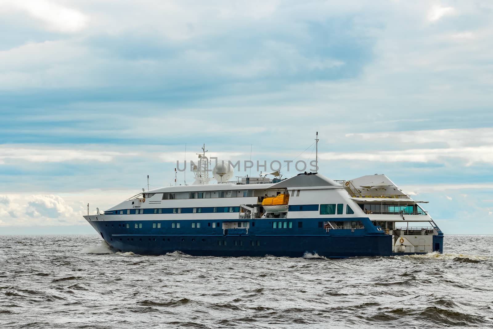 Blue small cruise ship by sengnsp