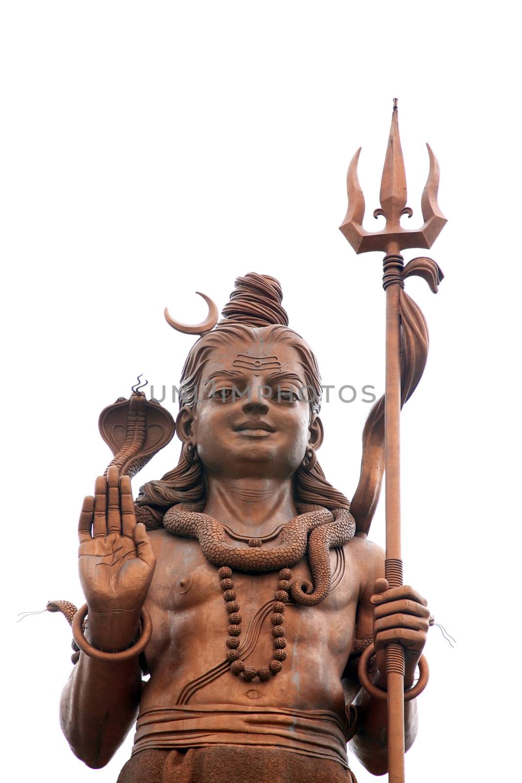 Statue of Lord Shiva on white background. Mauritius