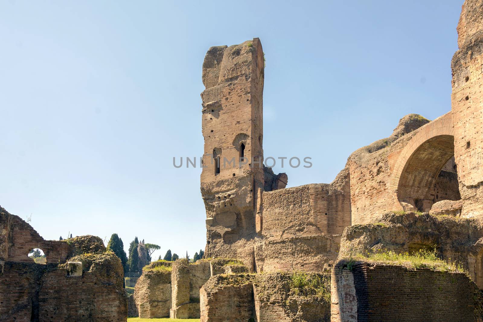 Baths of Caracalla, ancient ruins of roman public thermae built by Emperor Caracalla in Rome, Italy