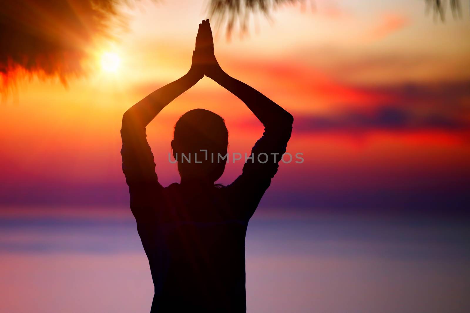 Doing yoga on sunset by Anna_Omelchenko