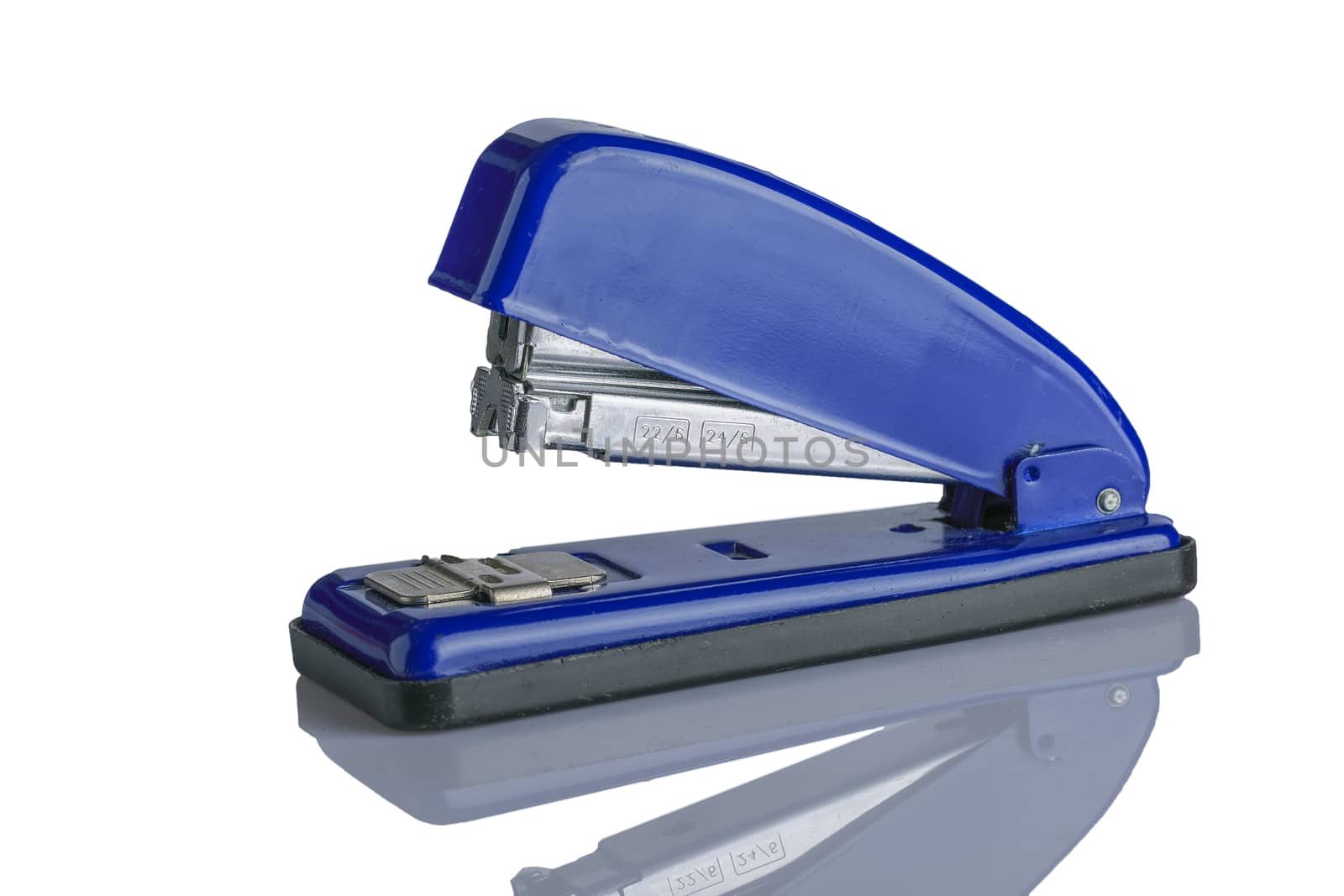 Isolated blue stapler machine