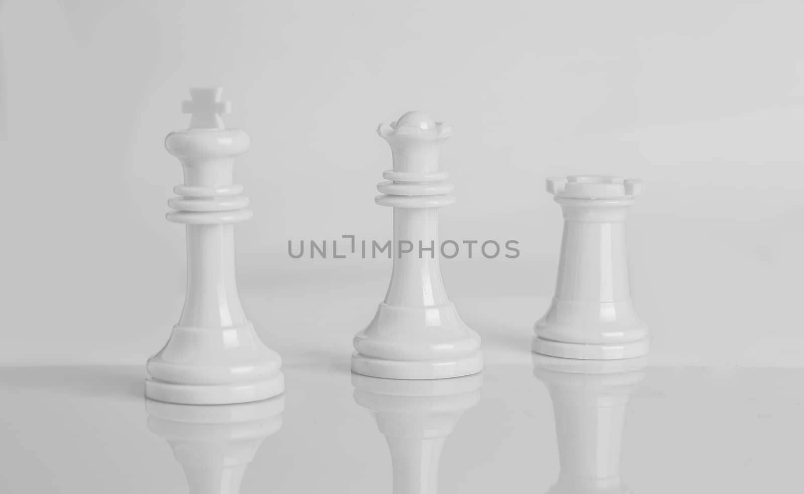 Isolated chess pieces in Black and white