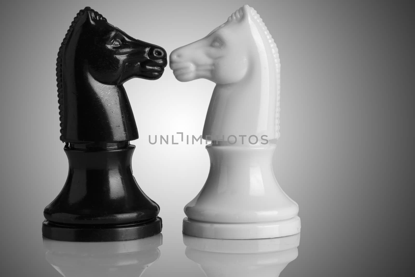Isolated chess pieces in Black and white