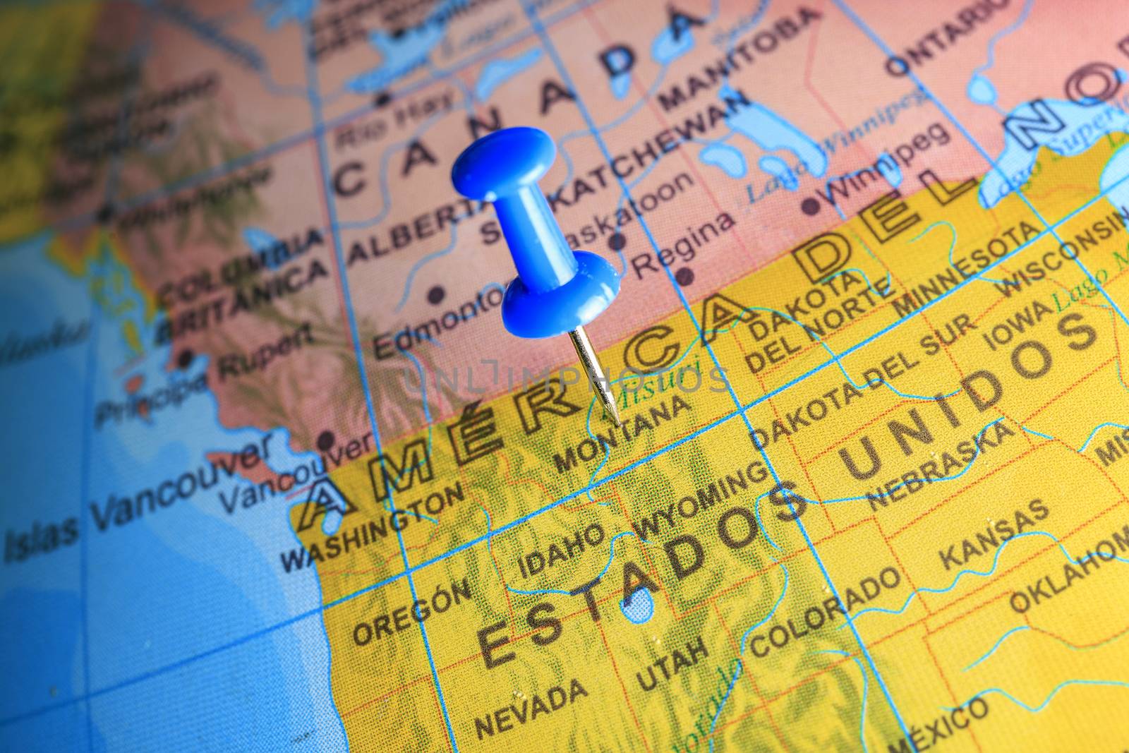 Usa pinned on a map of America