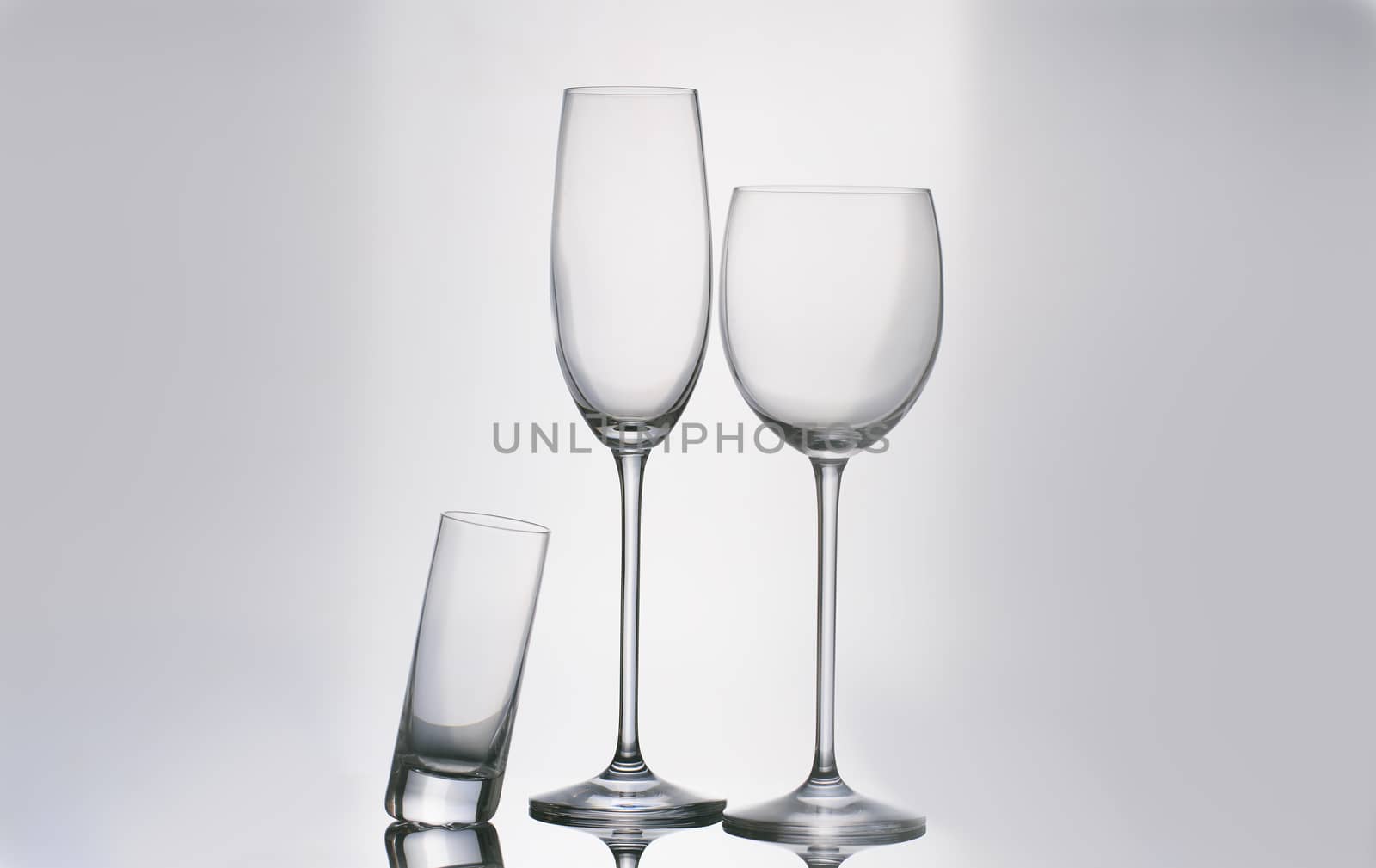 Isolated glass  and cup of water