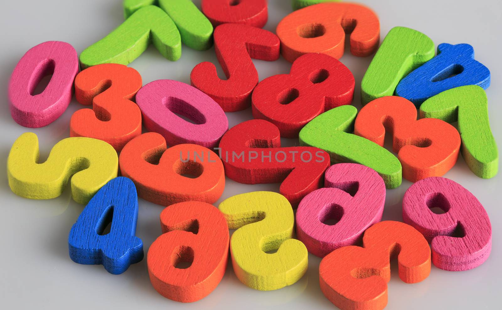 Colored wooden made numbers