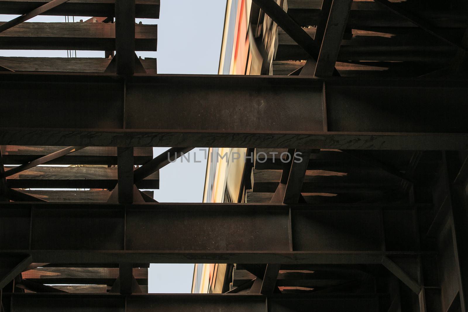 Oxid iron train bridge in Gelida, Barcelona,Spain