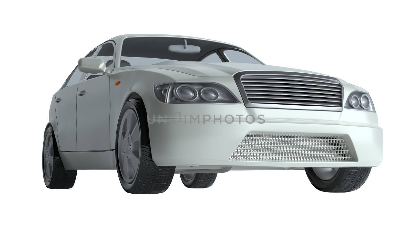 Generic brandless sports car. Isolated on white. 3d illustration