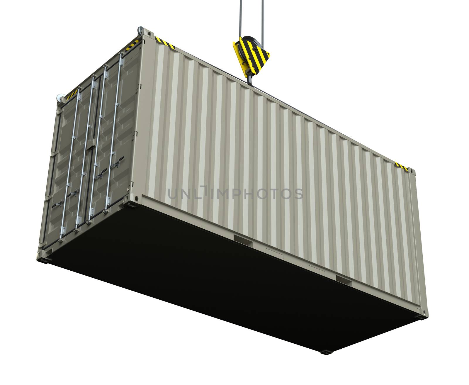 Service delivery - cargo container hoisted by hook by cherezoff