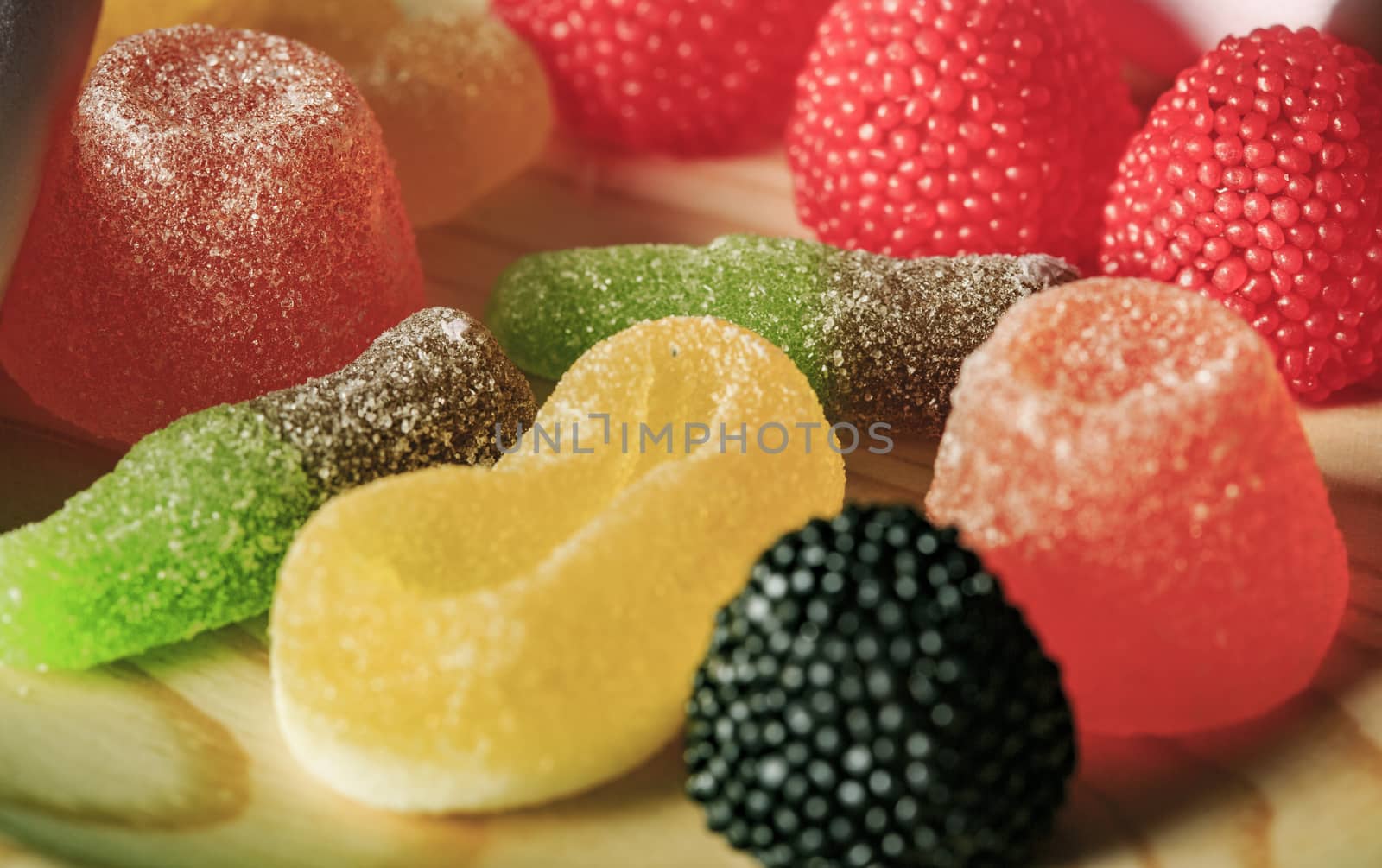 Sweets  candy in a wooden table