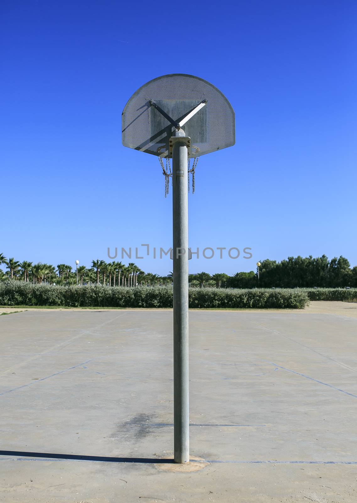 Basketball court in a park of spain