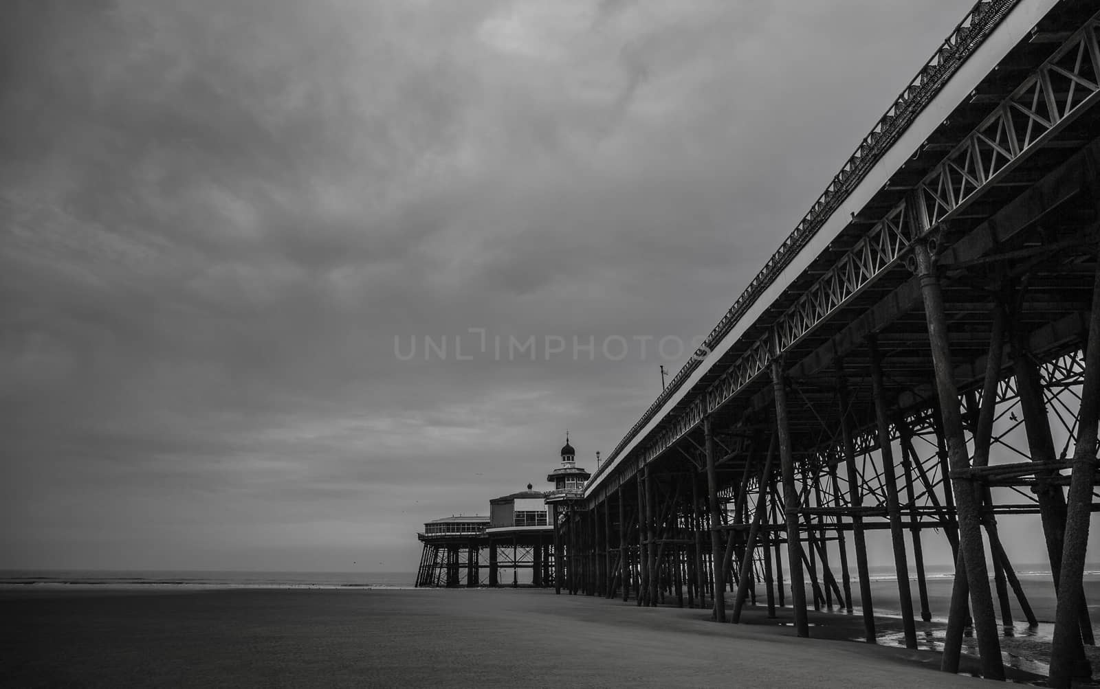 Blackpool pleasure beach black and white
