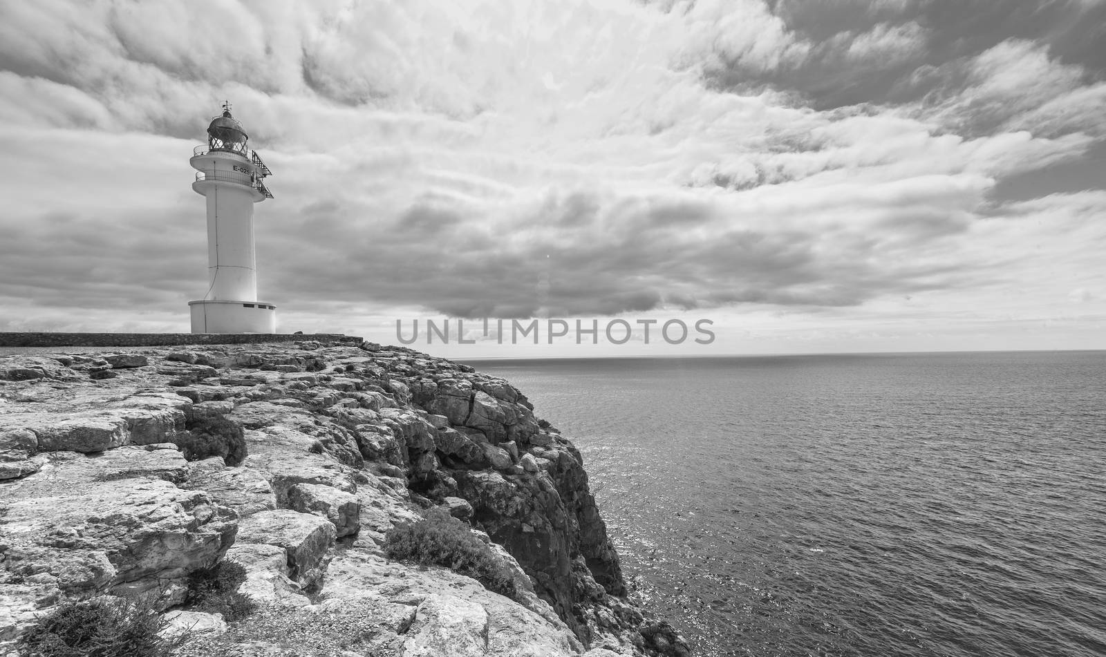 light house in formentera black and white