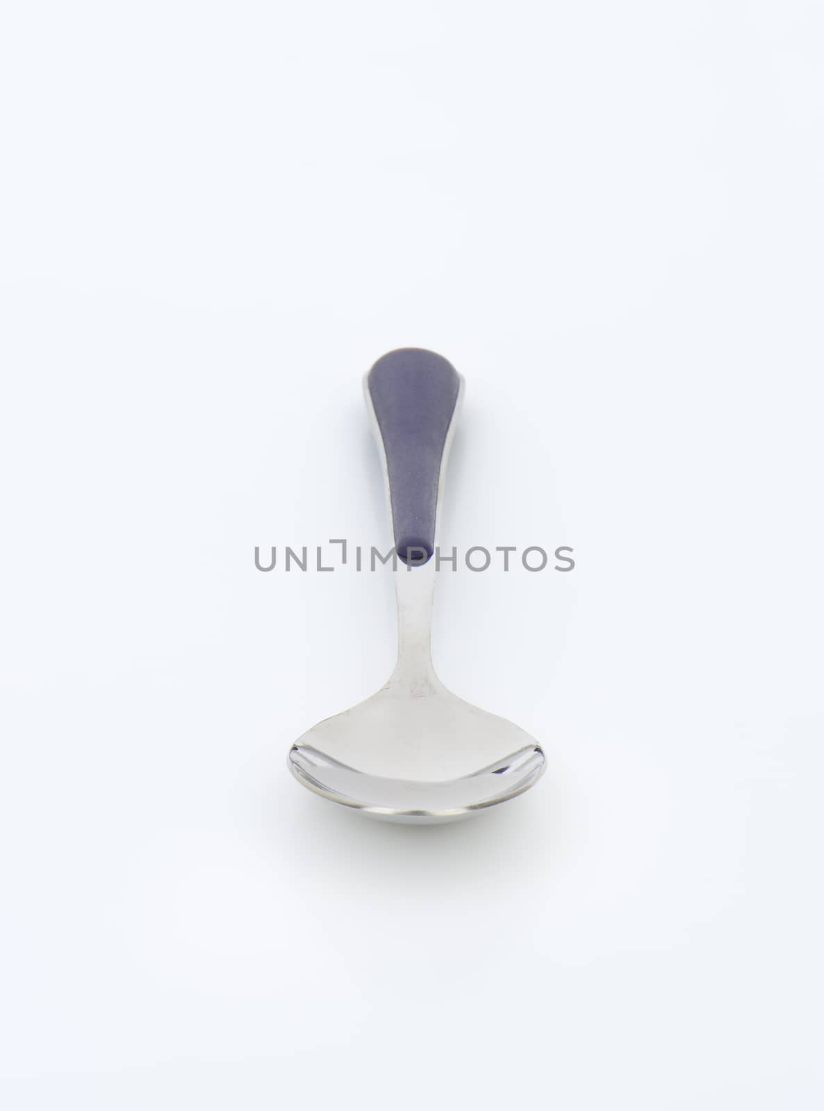 Small table spoon with blue handle